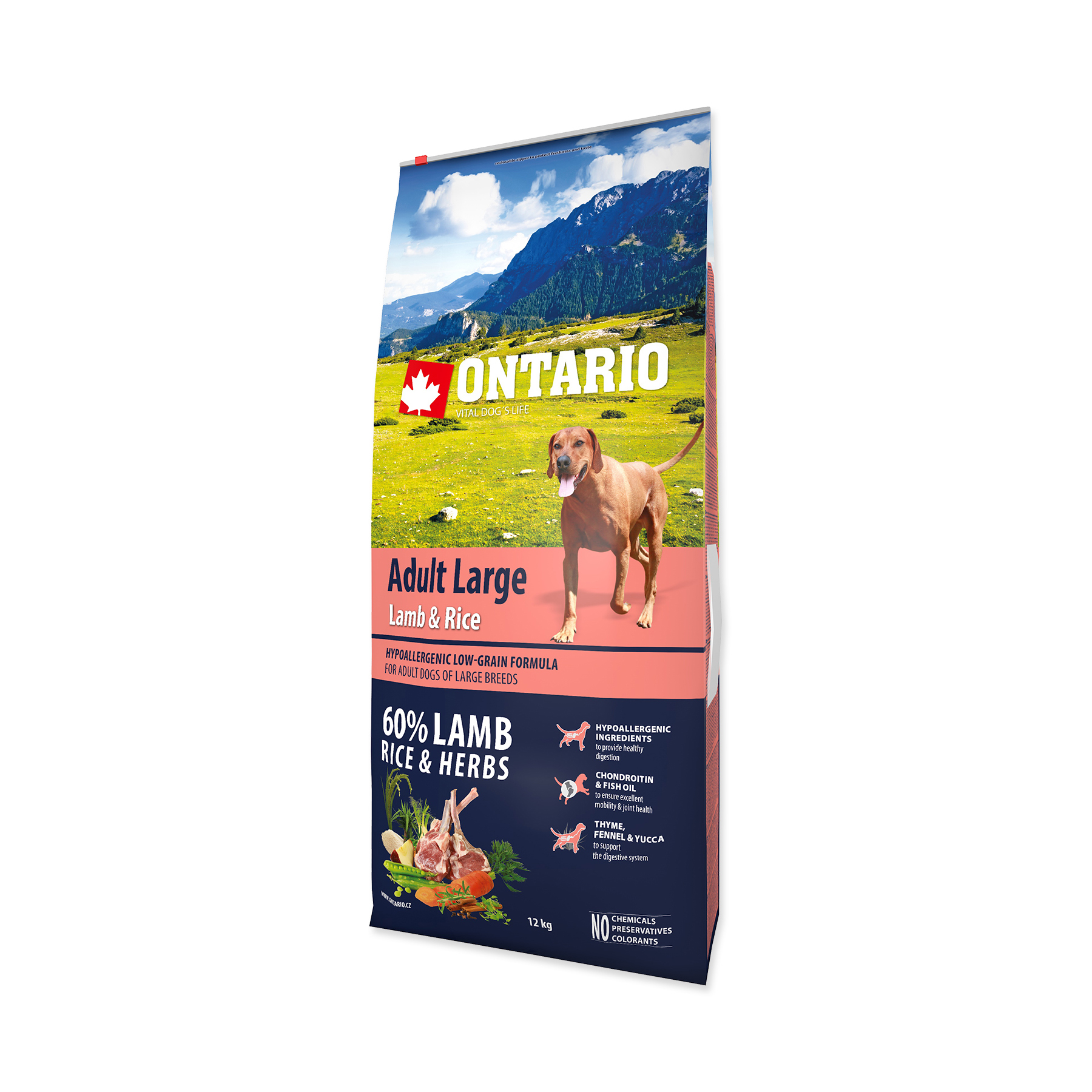 Ontario Adult Large Lamb&Rice granule 12 kg Ontario