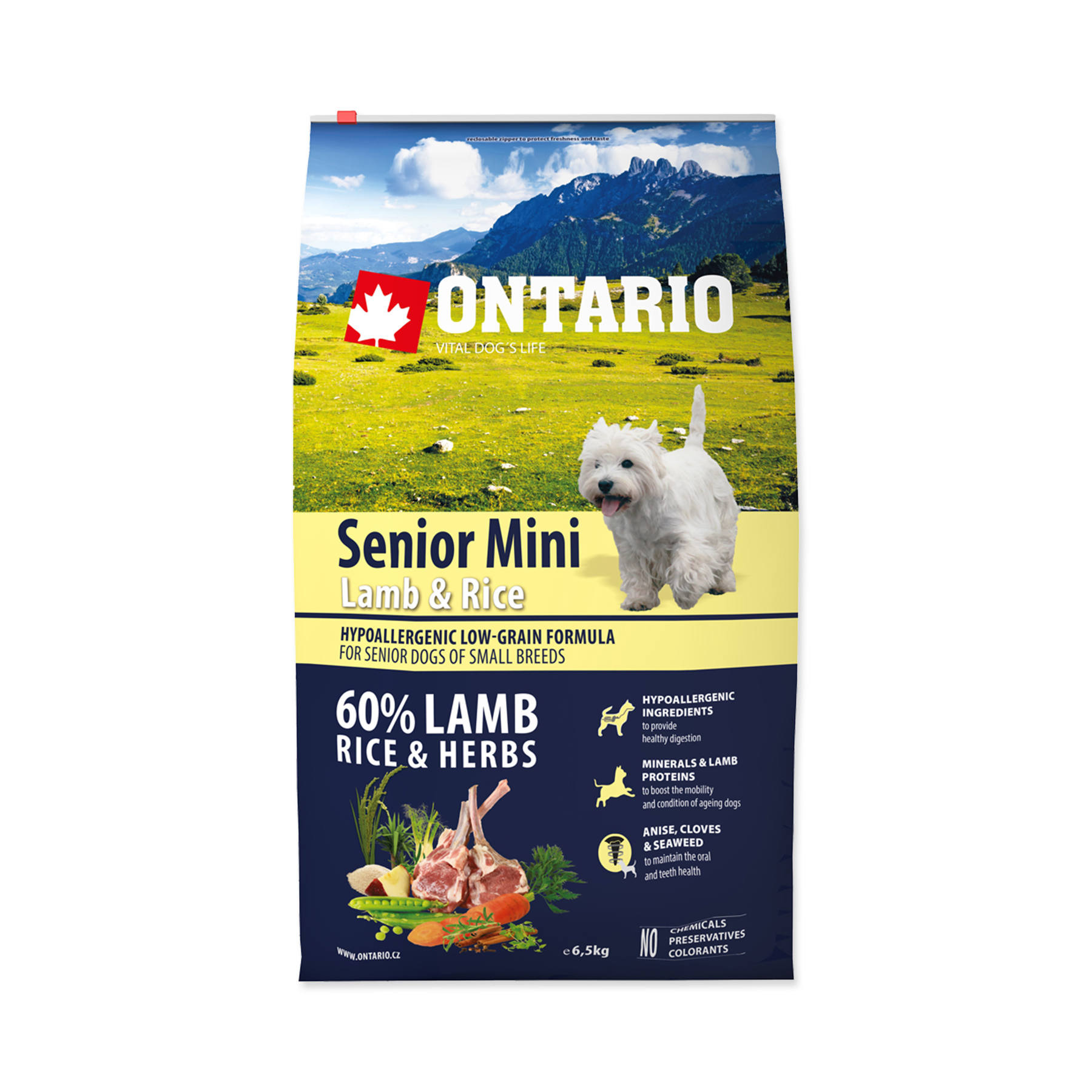 Ontario Senior Mini Lamb&Rice granule 6