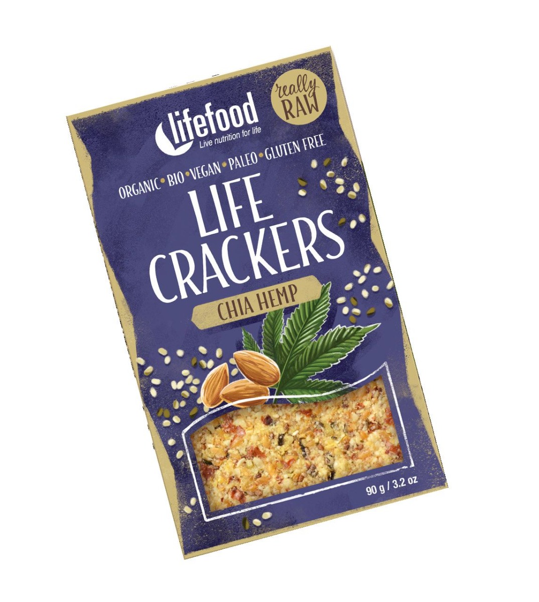 LifeFood Life Crackers Konopné s chia RAW BIO 90 g LifeFood