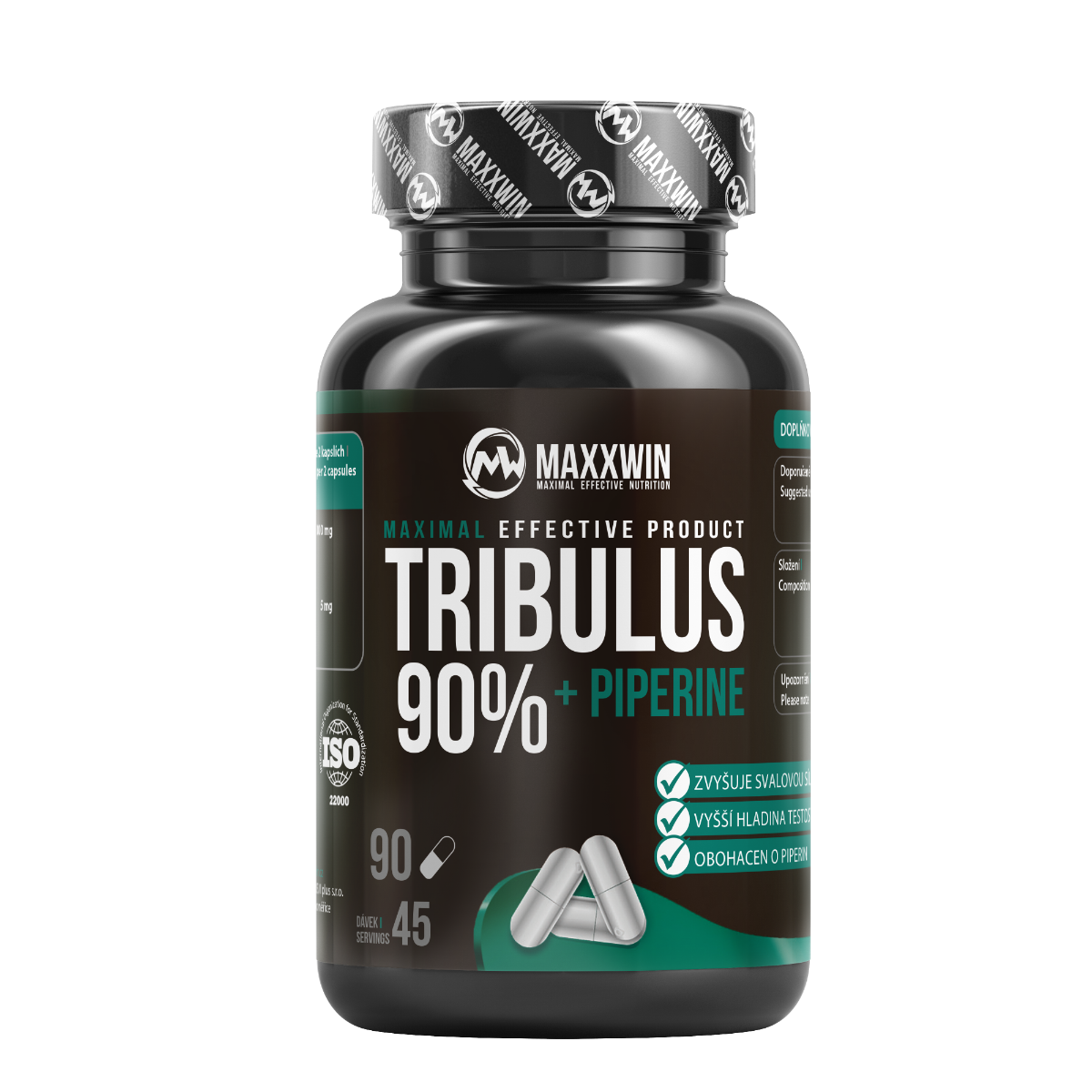 MAXXWIN TRIBULUS 90% + PIPERINE 90 kapslí MAXXWIN