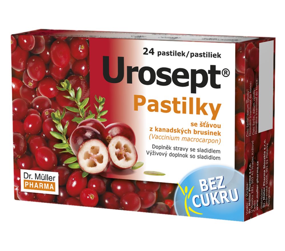 Urosept Pastilky bez cukru 24 pastilek Urosept