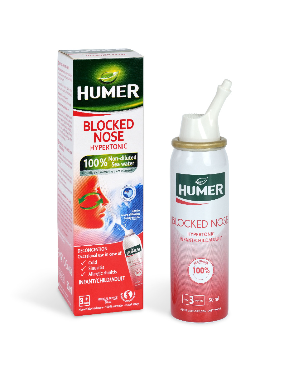 Humer Ucpaný nos 100% mořská voda hypertonická 50 ml Humer