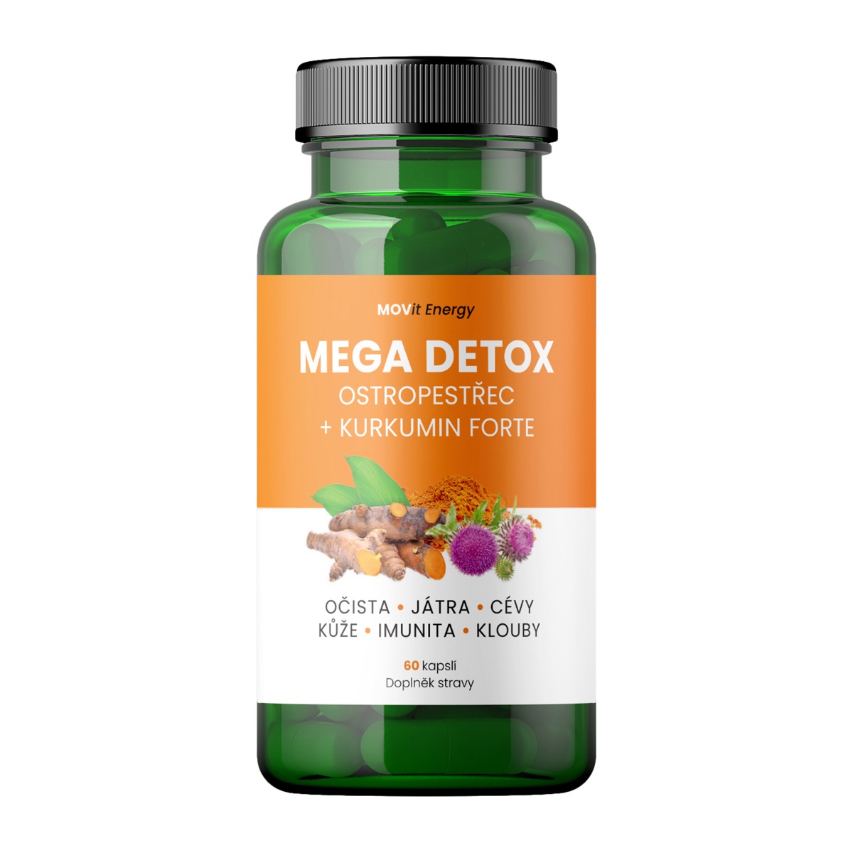 MOVit Energy Mega Detox Ostropestřec + Kurkumin FORTE 60 kapslí MOVit Energy