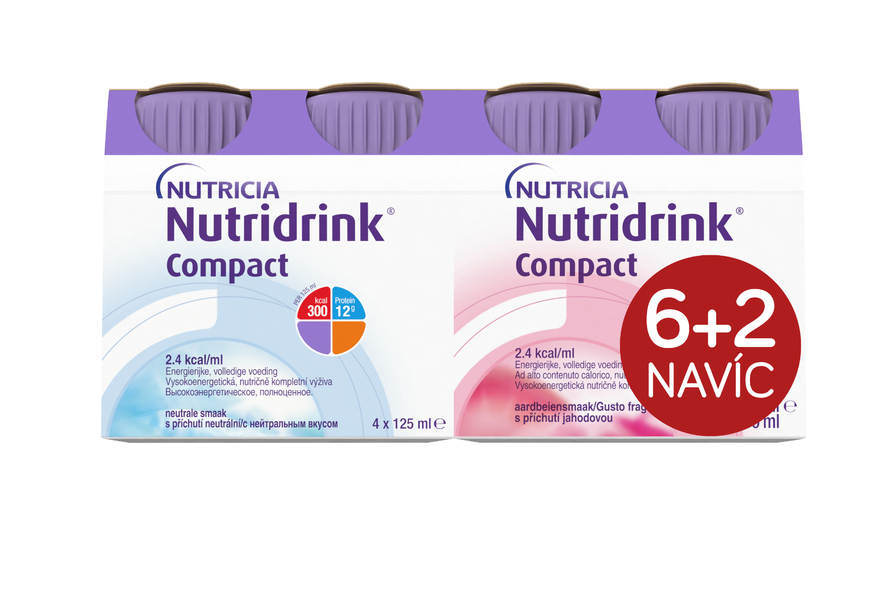 Nutridrink Compact 6+2 s příchutí neutral-jahoda 8x125 ml Nutridrink