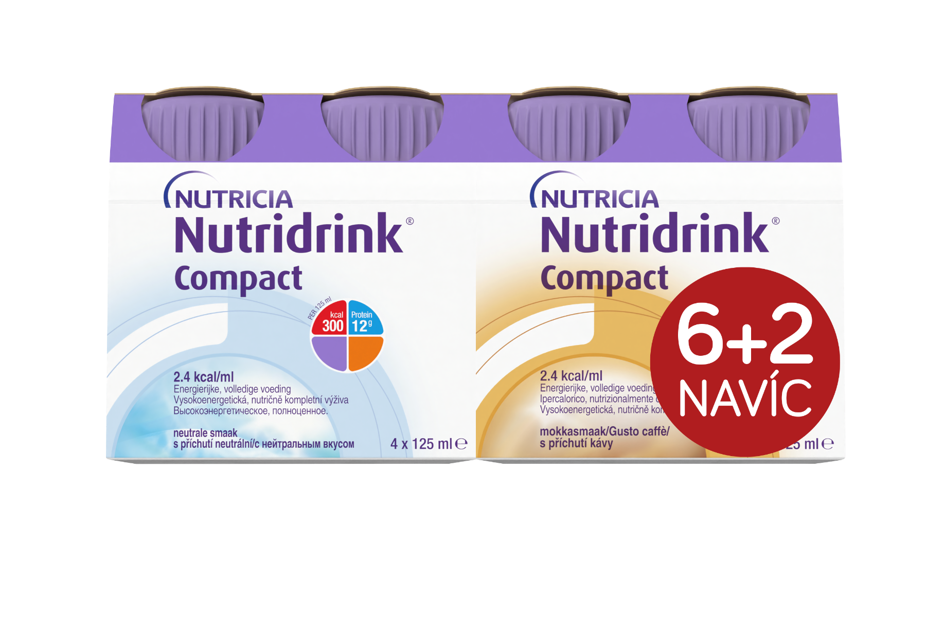 Nutridrink Compact 6+2 s příchutí neutral-káva 8x125 ml Nutridrink