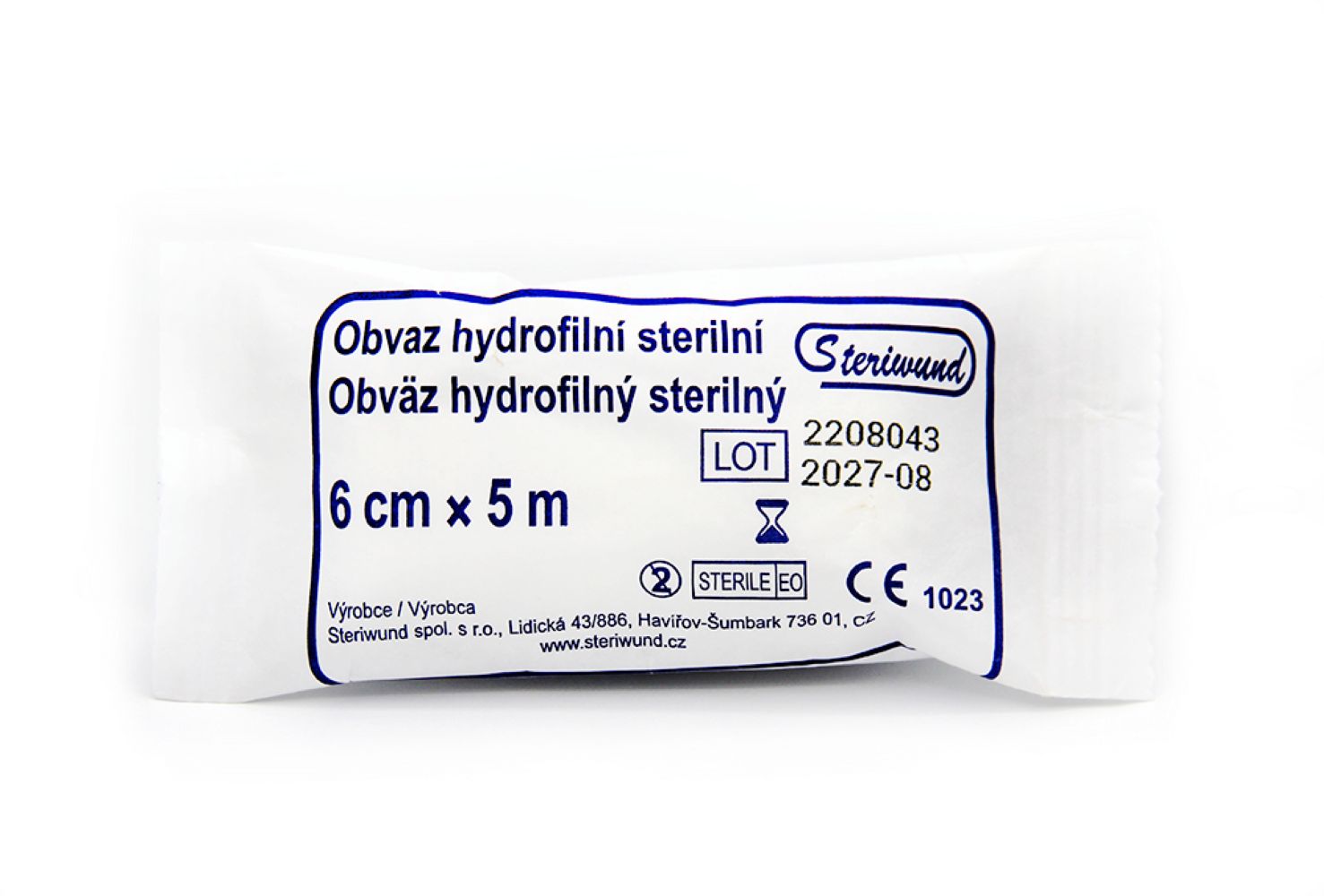 Steriwund Obinadlo hydrofilní pletené sterilní 6 cm x 5 m 1 ks Steriwund