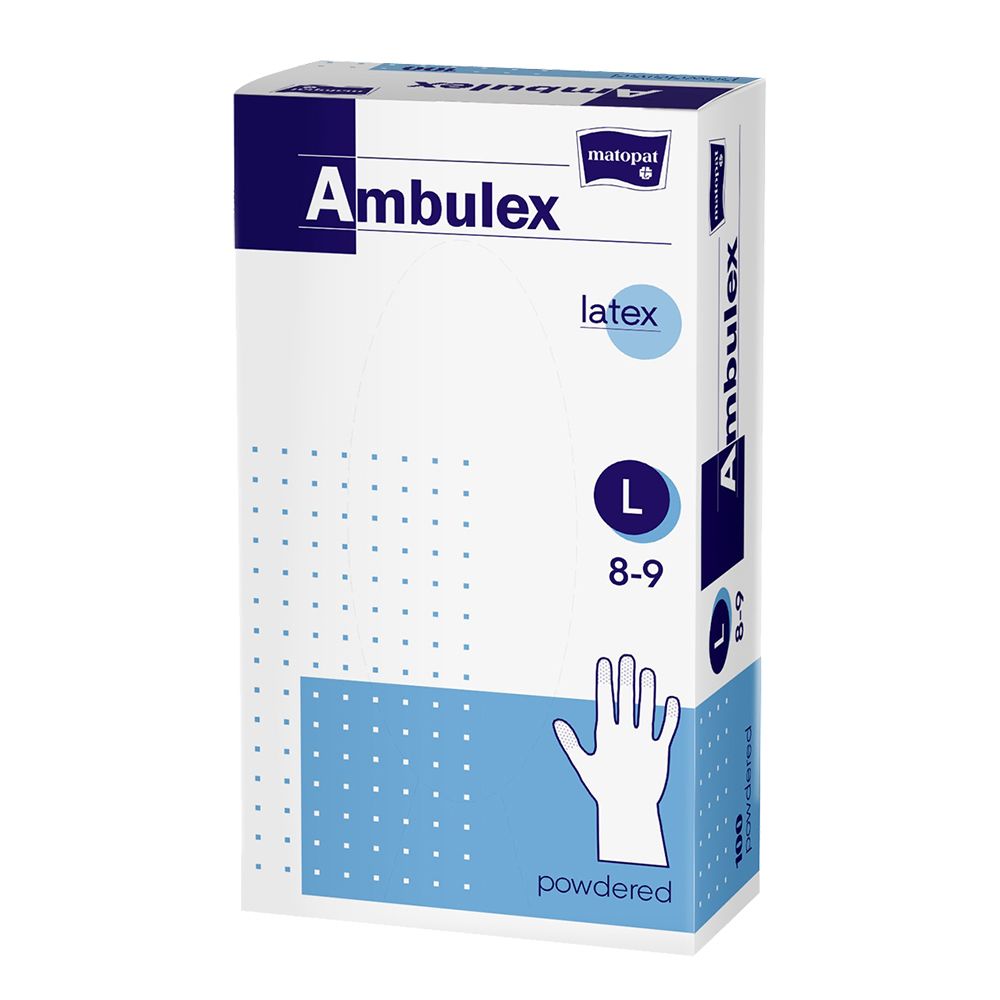 Ambulex Rukavice latexové jemně pudrované vel. L 100 ks Ambulex