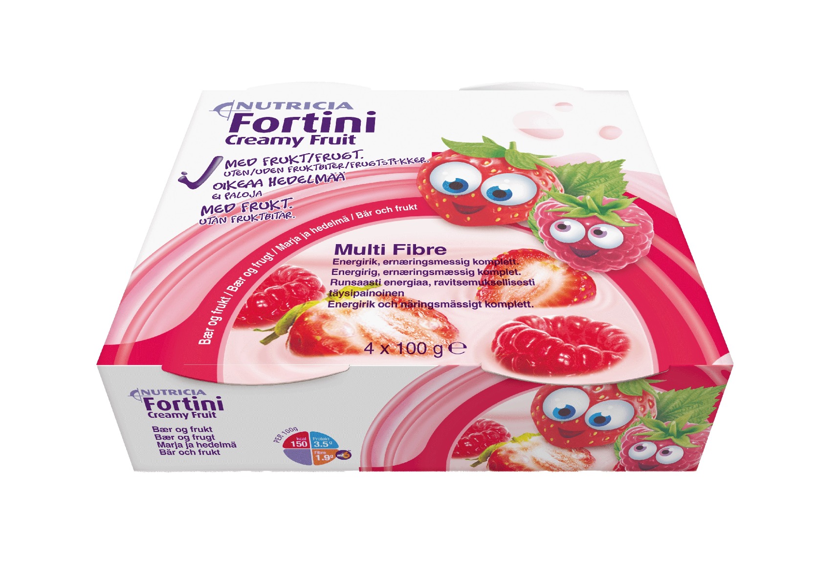 Fortini Creamy Fruit Multi Fibre Červené ovoce 4x100 g Fortini