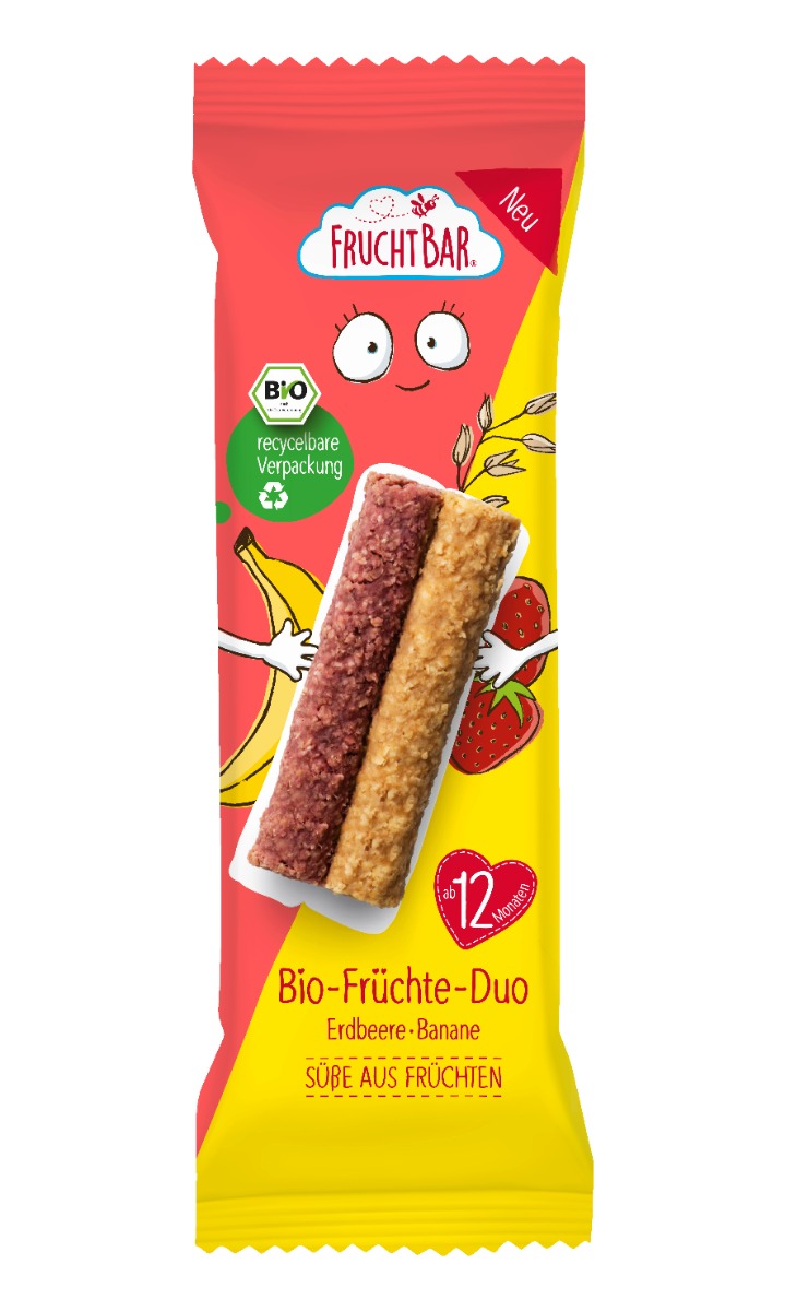 FruchtBar BIO Ovesné duo tyčinky jahoda