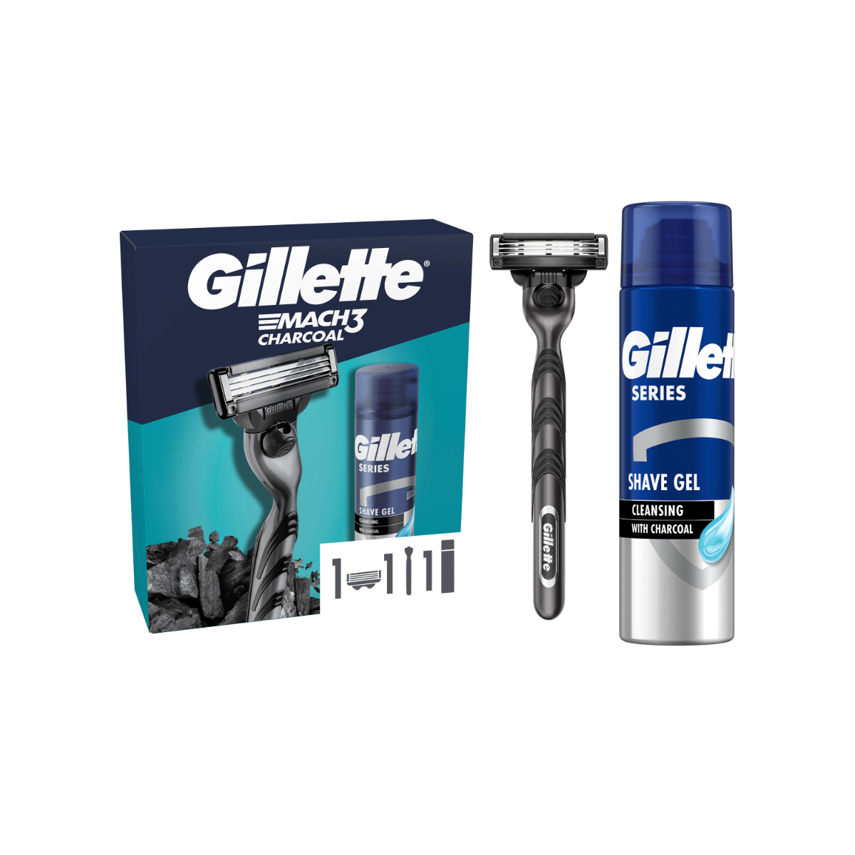 Gillette Mach 3 Charcoal dárková sada Gillette