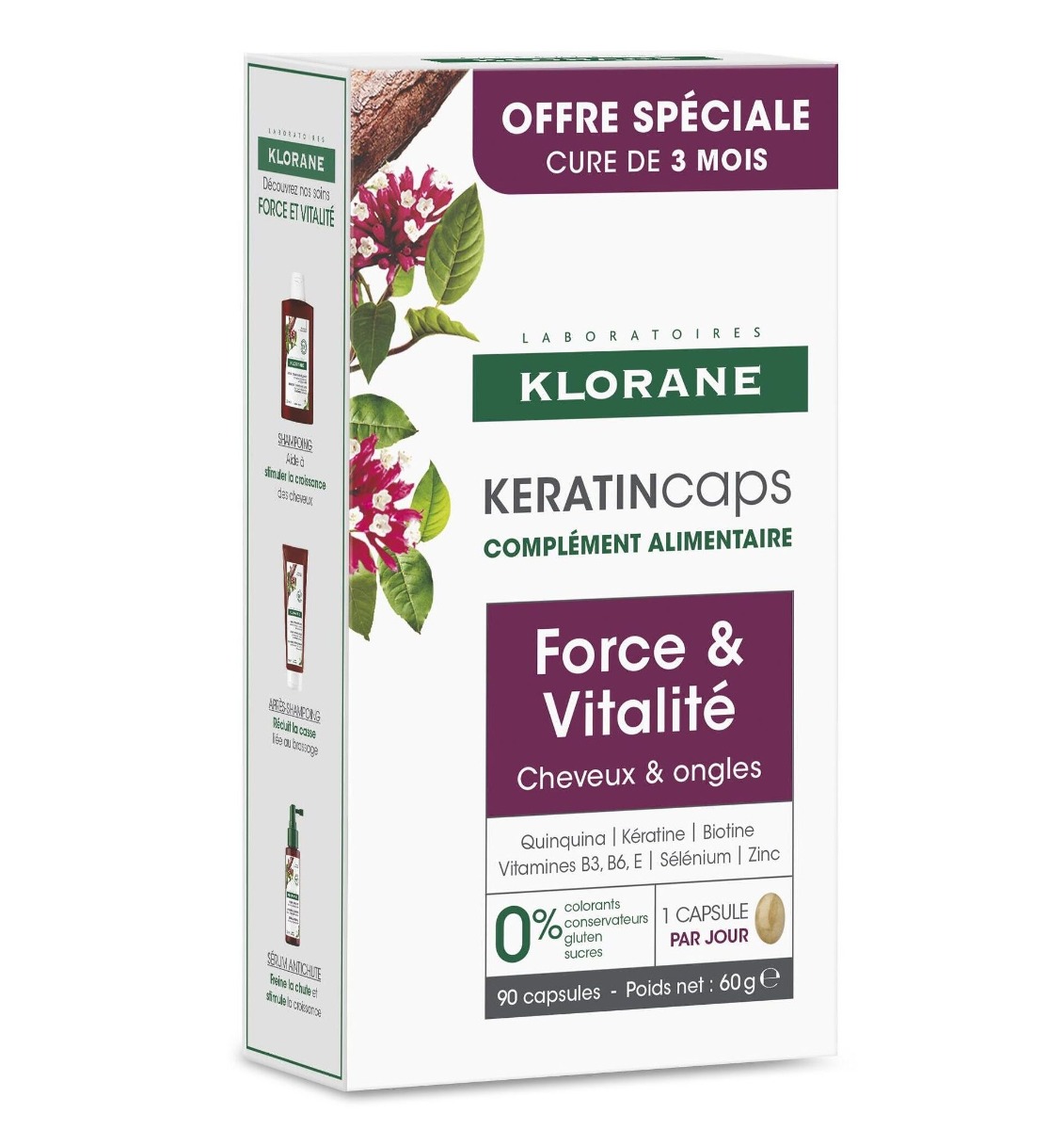 KLORANE Keratincaps Síla a vitalita 90 kapslí KLORANE