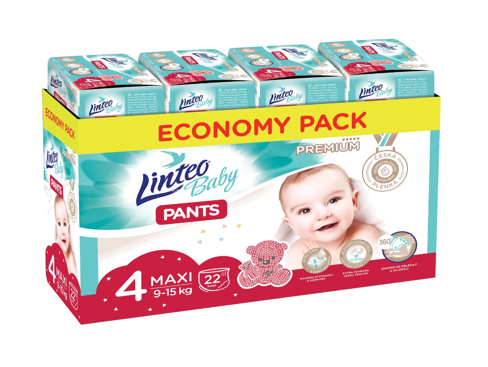 Linteo Baby Pants PREMIUM 4 Maxi 9-15 kg kalhotkové plenky 88 ks Linteo Baby