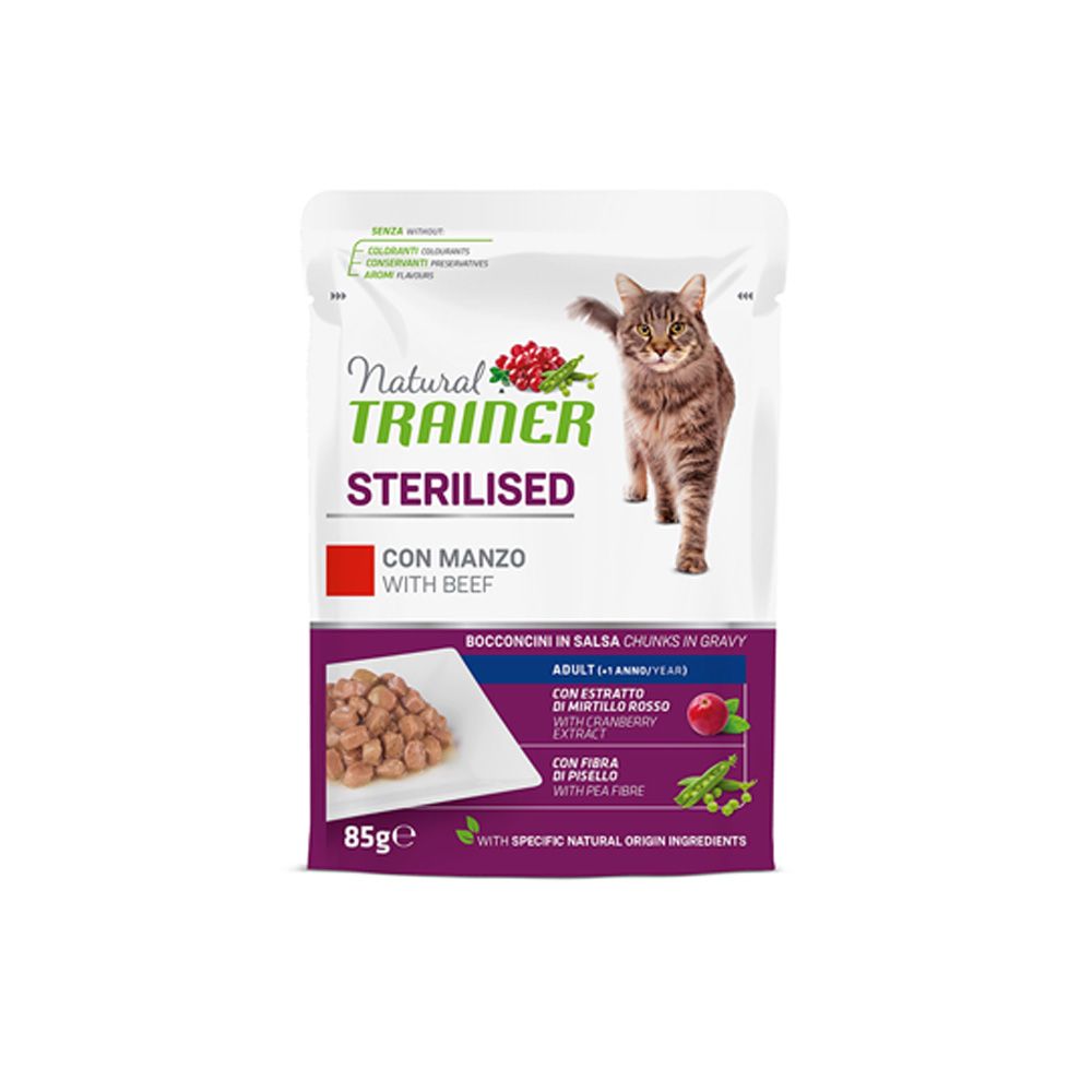 Natural Trainer Sterilised hovězí kapsička 85 g Natural Trainer