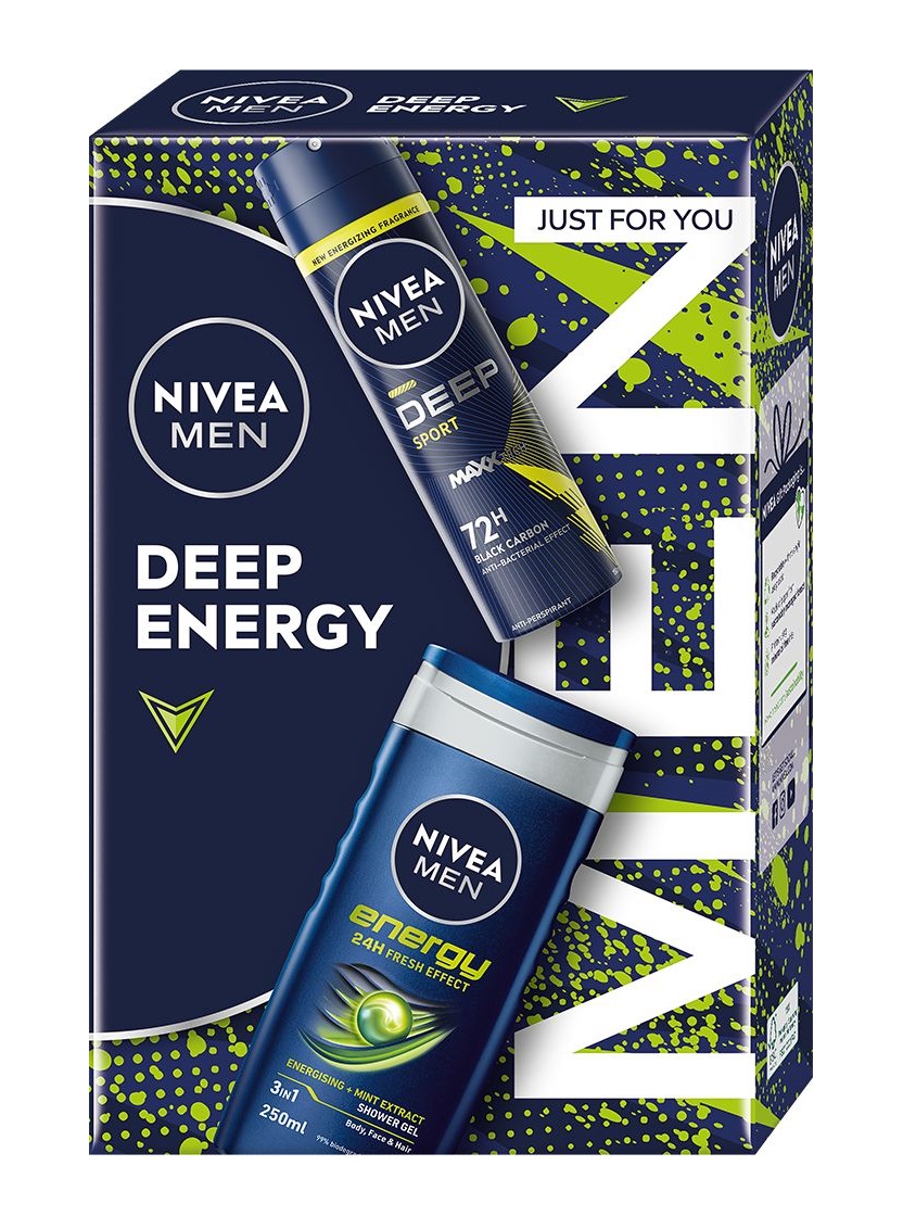 Nivea Men Box Deep Energy 2024 dárková sada pro muže 2 ks Nivea