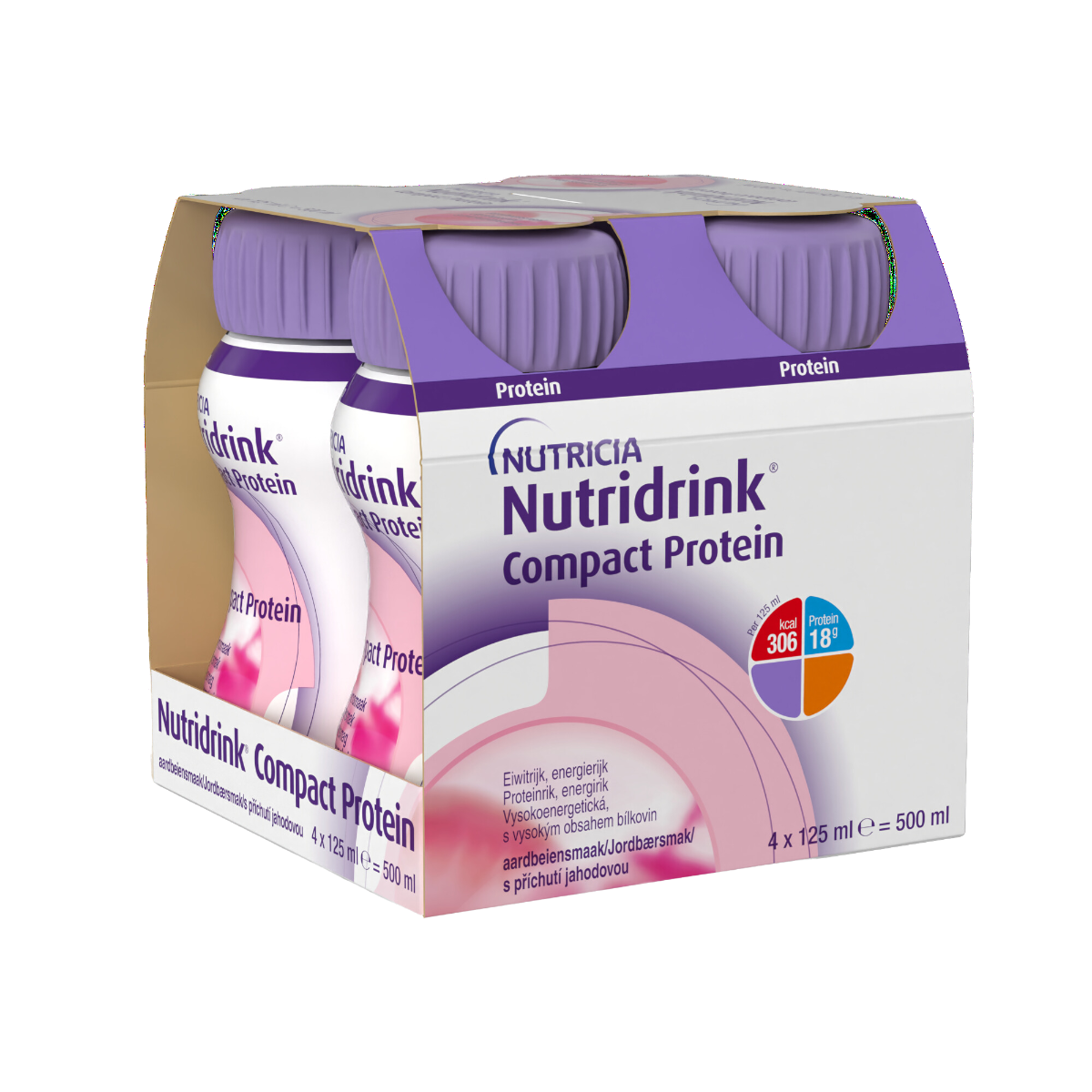 Nutridrink Compact Protein s příchutí jahodovou 4x125 ml Nutridrink