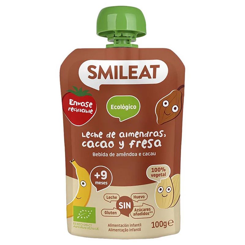 Smileat BIO kapsička mandlové mléko jablko banán jahoda rýže a kakao 9M+ 100 g Smileat