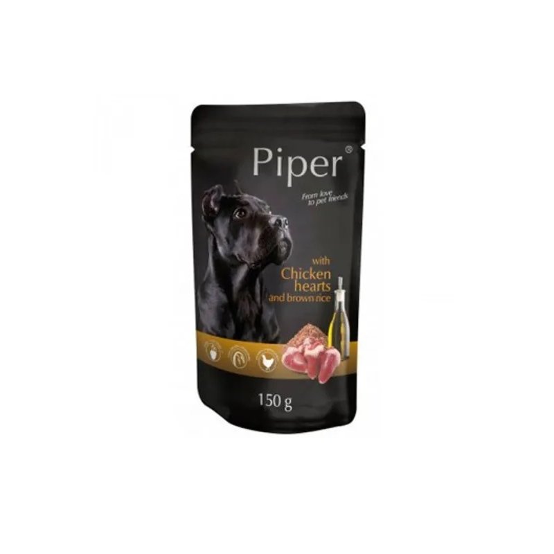 PIPER ADULT 150g kapsička pro dospělé psy kuřecí srdce a hnědá rýže PIPER