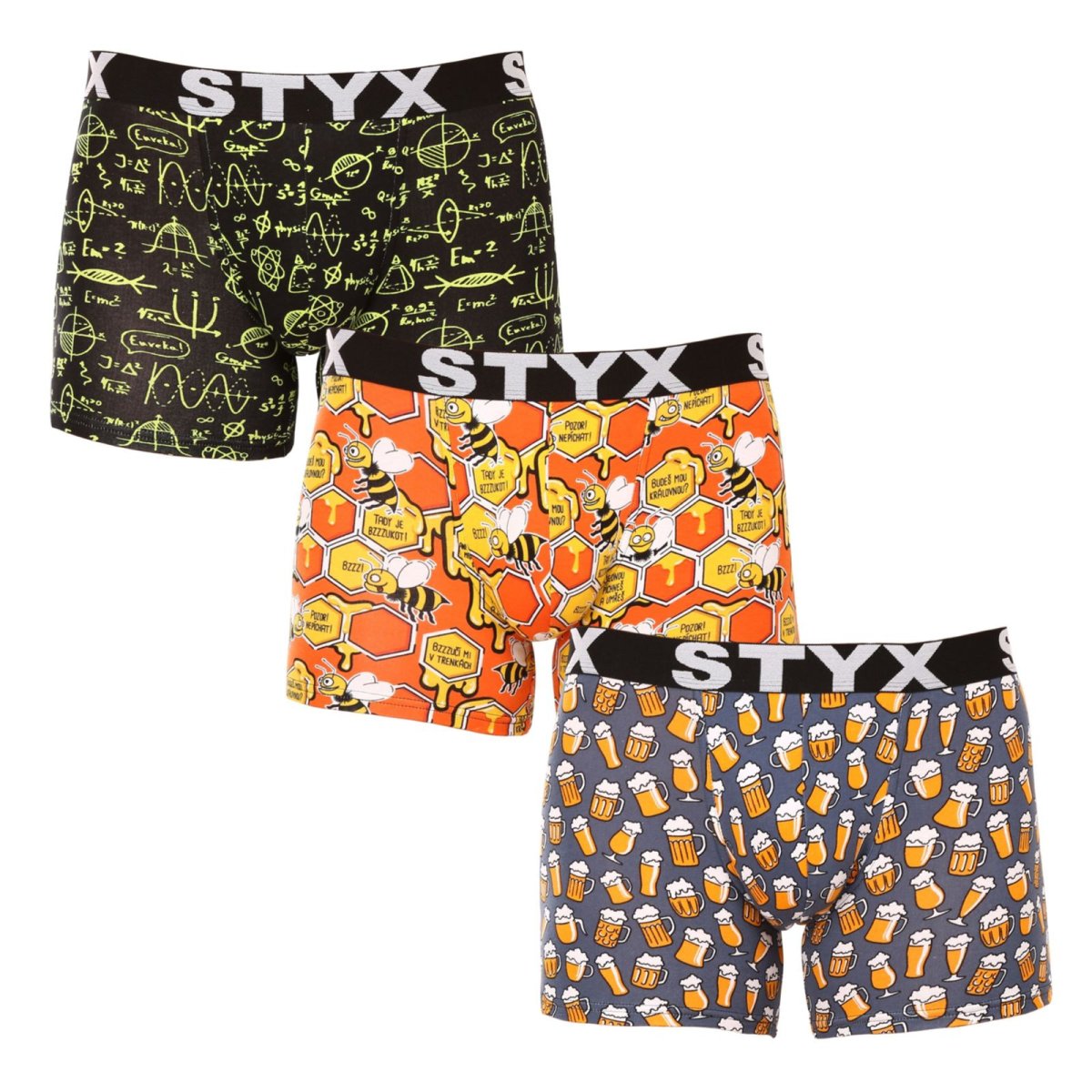 Styx 3PACK pánské boxerky long art sportovní guma vícebarevné (3U13724) XXL Styx