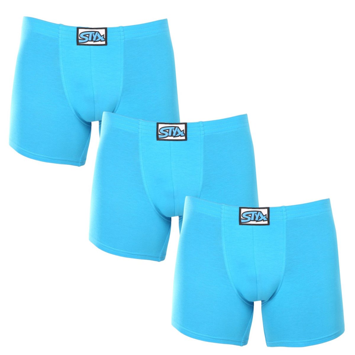 Styx 3PACK pánské boxerky long klasická guma světle modré (3F1169) XXL Styx