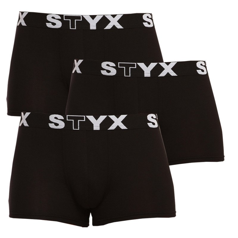 Styx 3PACK pánské boxerky sportovní guma černé (G9606060) XL Styx