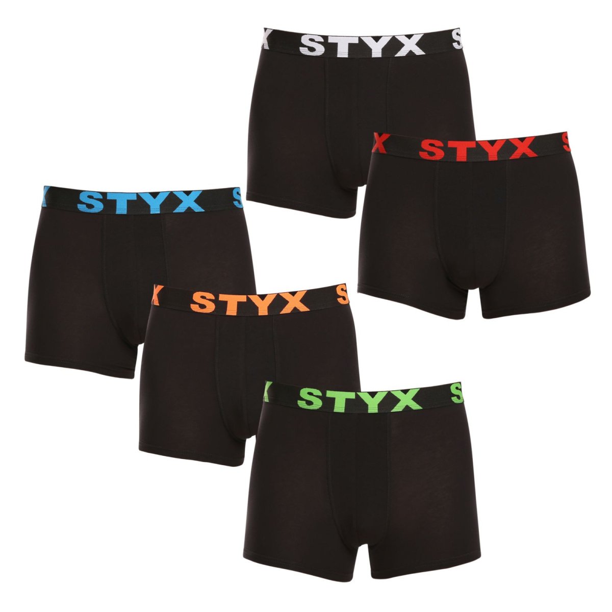 Styx 5PACK pánské boxerky sportovní guma černé (5G9602) XXL Styx