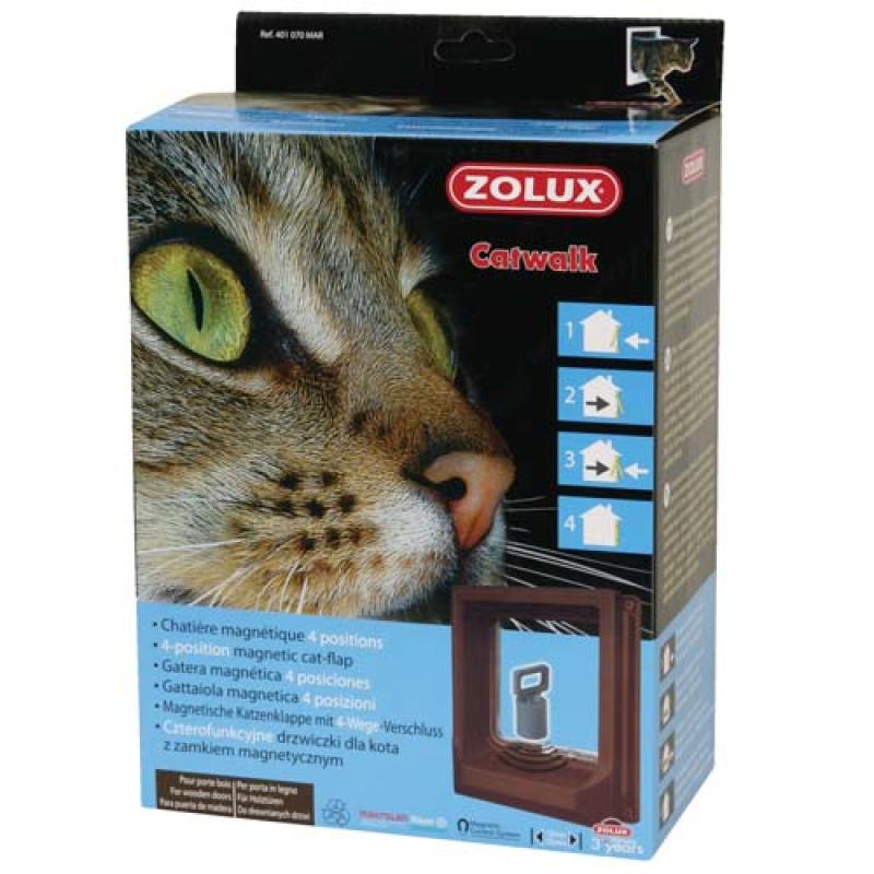 Zolux CAT DOOR dvířka pro kočku magnetické zamykání 15x17cm hnědé Zolux