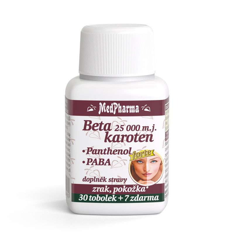 MedPharma Beta karoten 25 000 m.j. + Panthenol + PABA 37 tobolek MedPharma